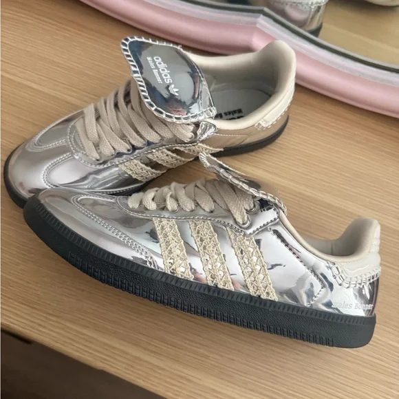 Adidas Silver and Cream Sneakers - Picture 2 of 4